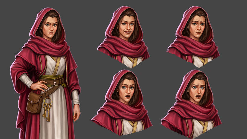 Character Ursula's expression sheet from Escape Room: Horror Mansion © Vincell Studios Pvt Ltd